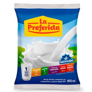 MEZCLA LÁCTEA LA PREFERIDA FRESCA BOLSA 800ML  CAJA X12 BOLSAS