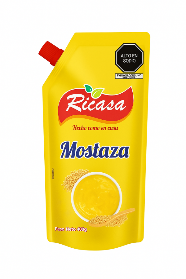 RICASA: MOSTAZA DE 400GR, CAJA X6 UNIDADES