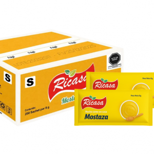 RICASA: MOSTAZA DE 8G, CAJA X250 UNIDADES