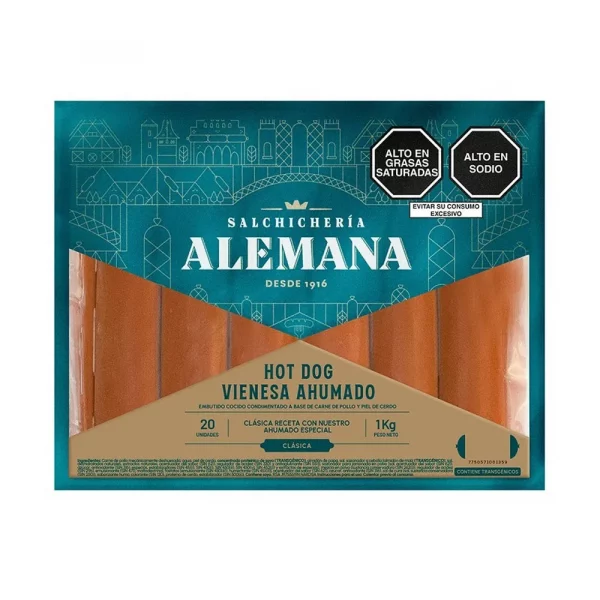 HOT DOG VIENESA AHUMADO "ALEMANA" X20 UNIDADES